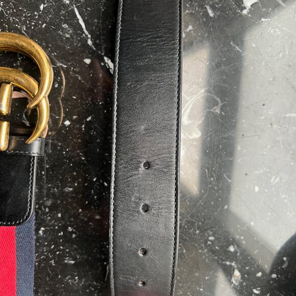 GUCCI Red and Blue Nylon & Leather Belt  Size 85:34 - Picture 2 of 7